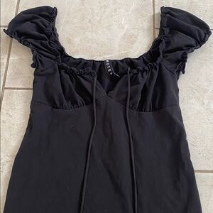 Motel Urban Outfitters Black Off Shoulder Babydoll Dress